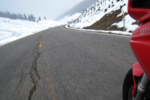 Ducati Multistrada Riding over a mountain in the snow