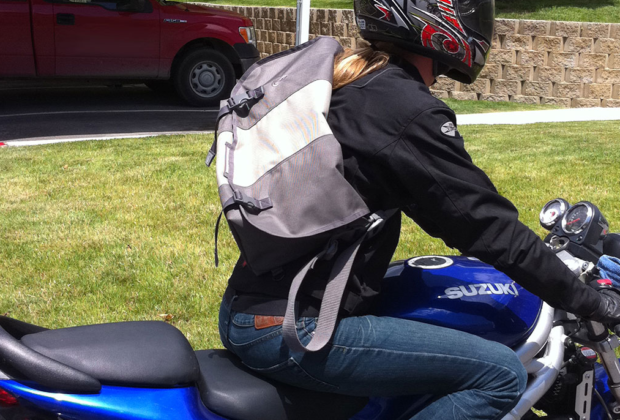 Timbuk2 Messenger bag on a motorcycle