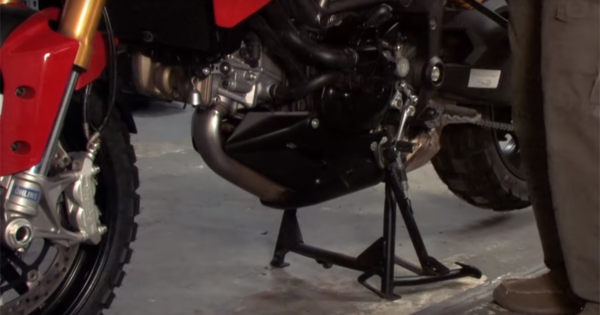motorcycle on a centerstand