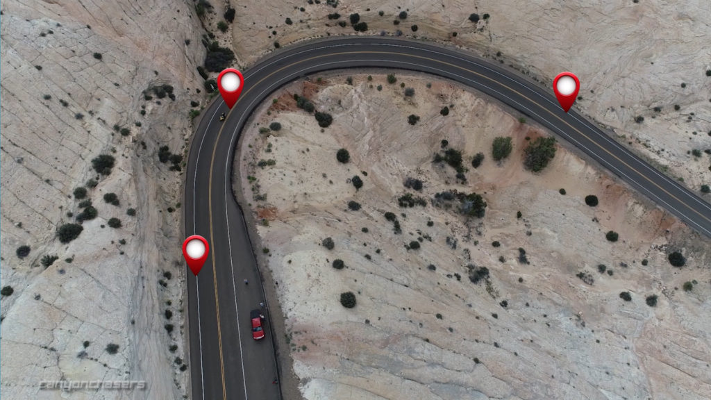 Motorcycle line through a corner with entrance, apex and exit