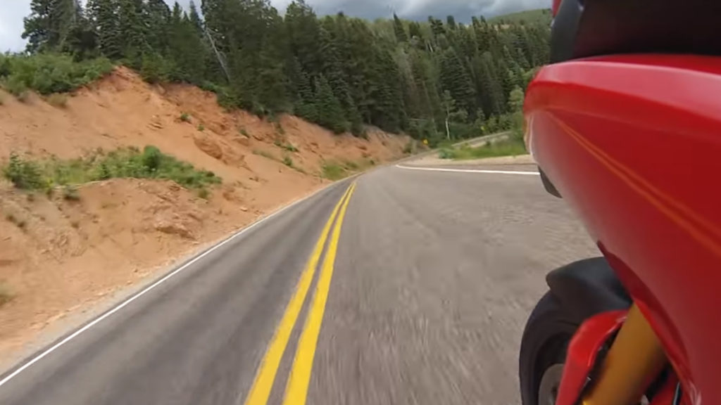 Motorcycle slowing into a corner