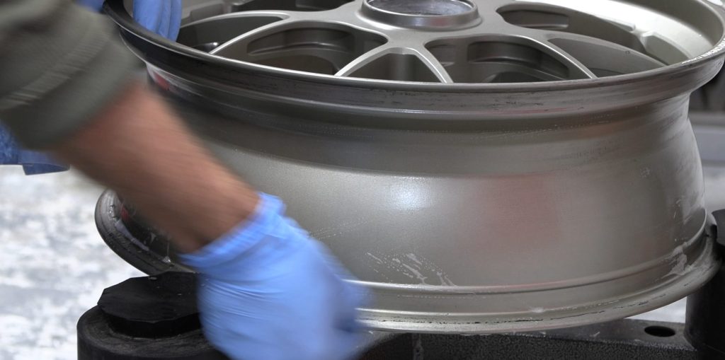 Cleaning a motorcycle wheel between tire changes