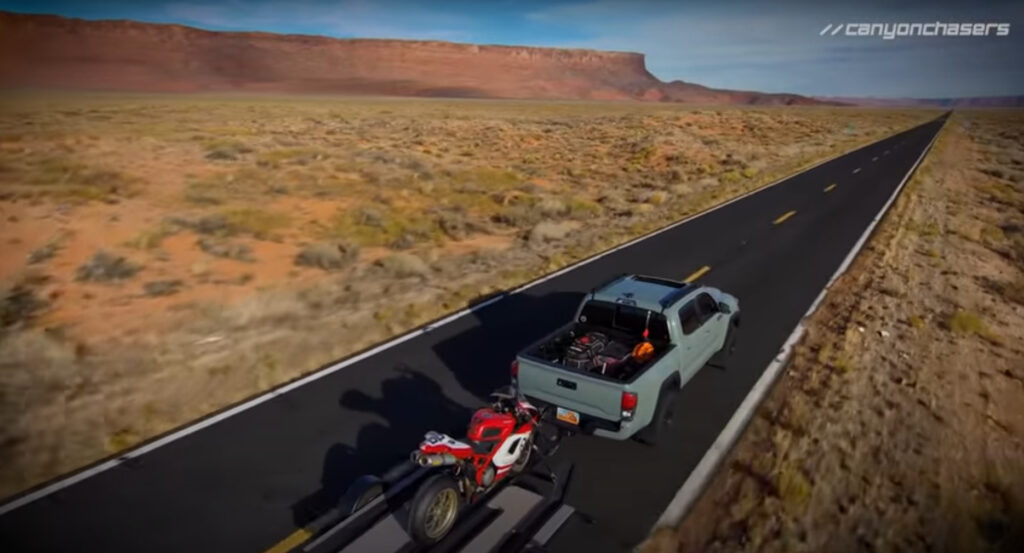 Toyota Tacoma Pulling a Motorcycle Trailer