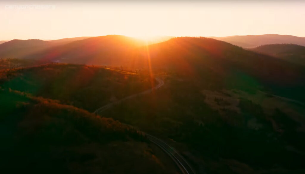 Epic motorcycle road sunrise