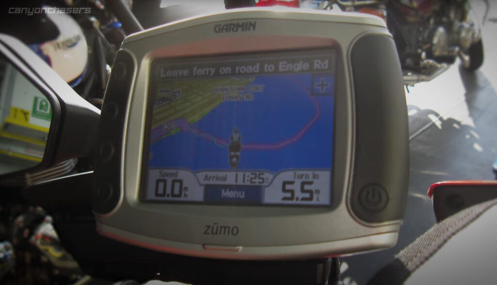 Follow the purple line motorcycle GPS Zumo screen