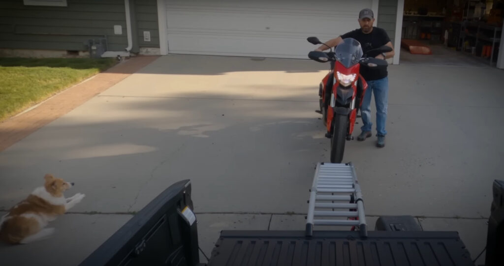 loading a motorcycle into the back of a pickup by yourself