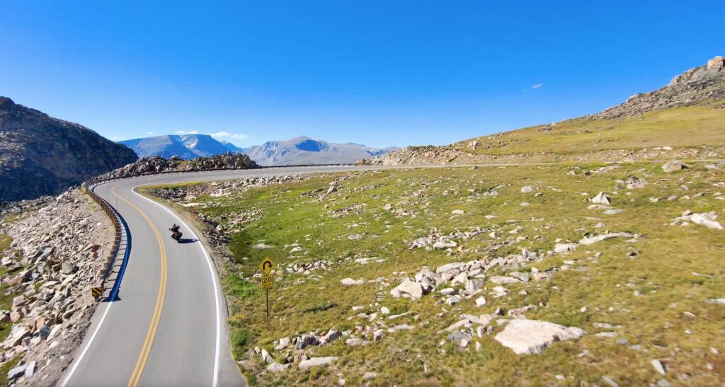 Motorcycle on top of beartooth pass
