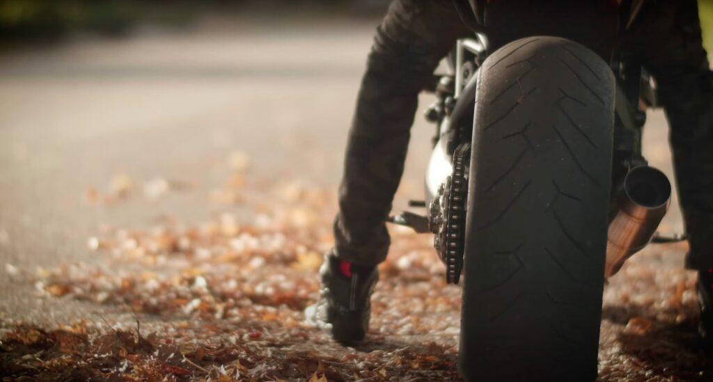 wide rear tire on a motorcycle