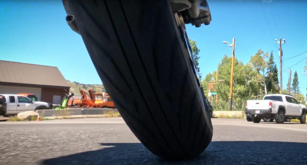 Motorcycles turn because tires are shaped like a cone