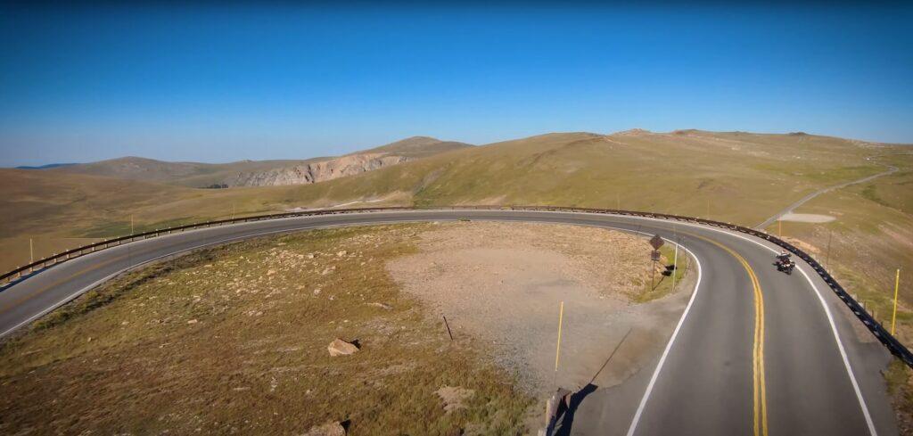 Motorcycle riding over the top of Bear Tooth Pass in Montana