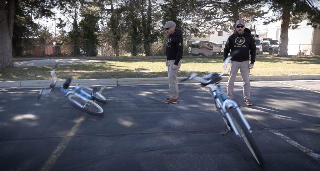 physics experiment - angular momentum on a bicycle