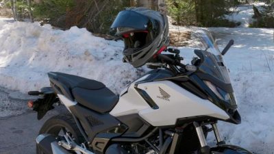 Honda NC750X parked on a canyon road