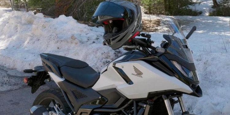 Honda NC750X parked on a canyon road