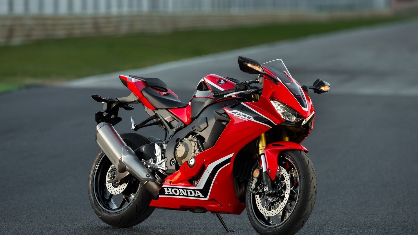 A red Honda CBR1000RR Fireblade superbike, the engine donor for the CB1000 Hornet SP