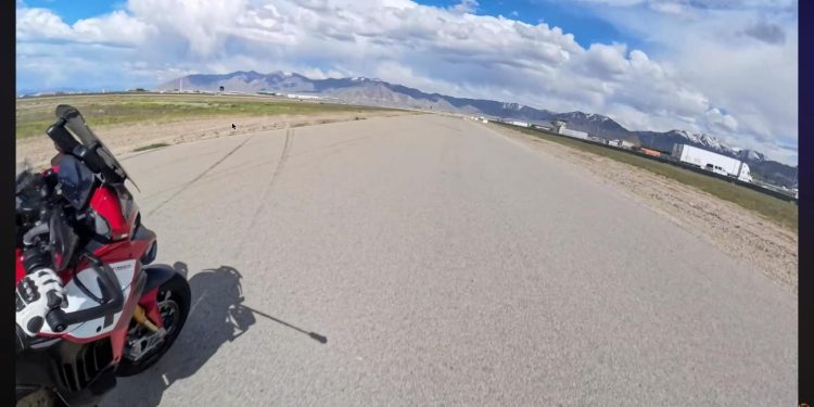 Ducati Multistrada V4 on the racetrack after the ECU flash and cat delete