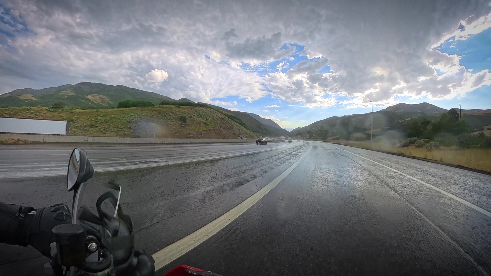 Nobody has ever looked at a road like this and thought, right, better get a knee down. That instinct is correct, and it is just as correct when it is dry.
