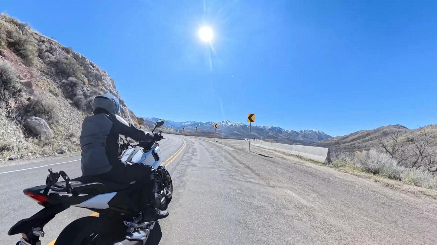 Riding the Honda NC750X on a canyon road