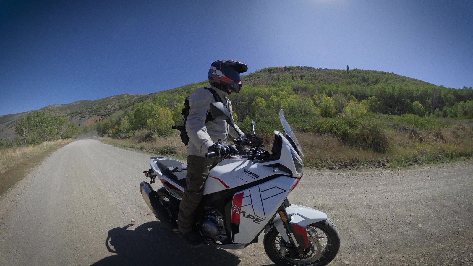 Moto Morini X-Cape 1200 on a gravel road