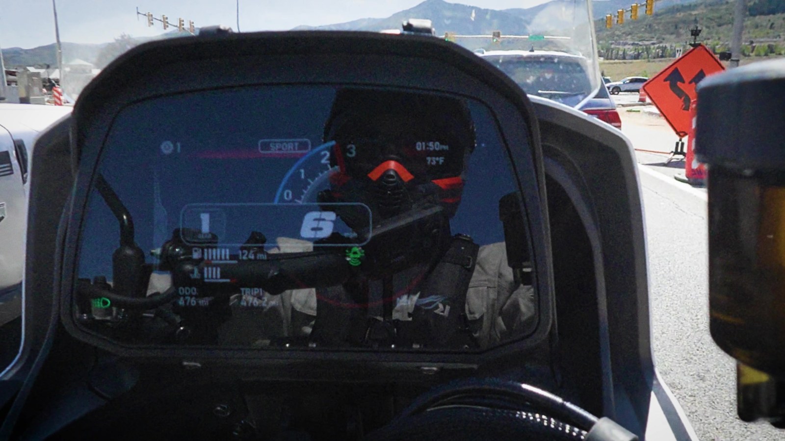 Seven inch TFT dash on the Moto Morini X-Cape 1200 while riding