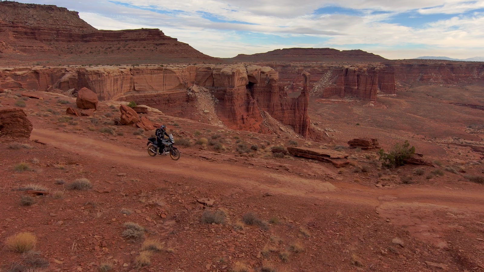 Red rock, one rider, and a sense of scale you can't get from the saddle.