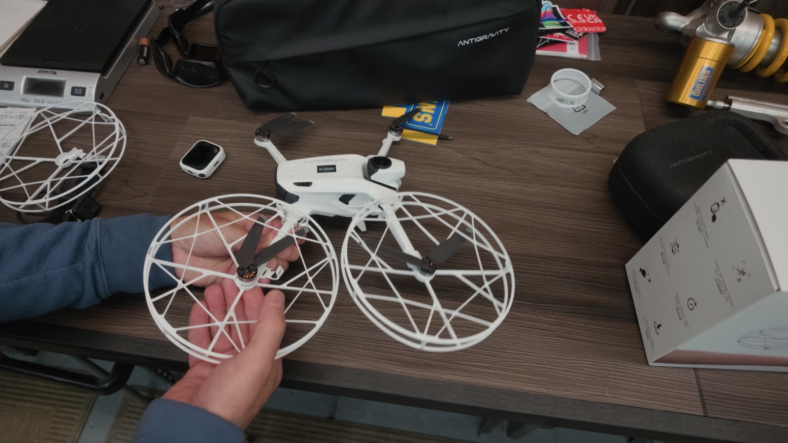 The Full-Coverage Propeller Guards wrap the whole drone.