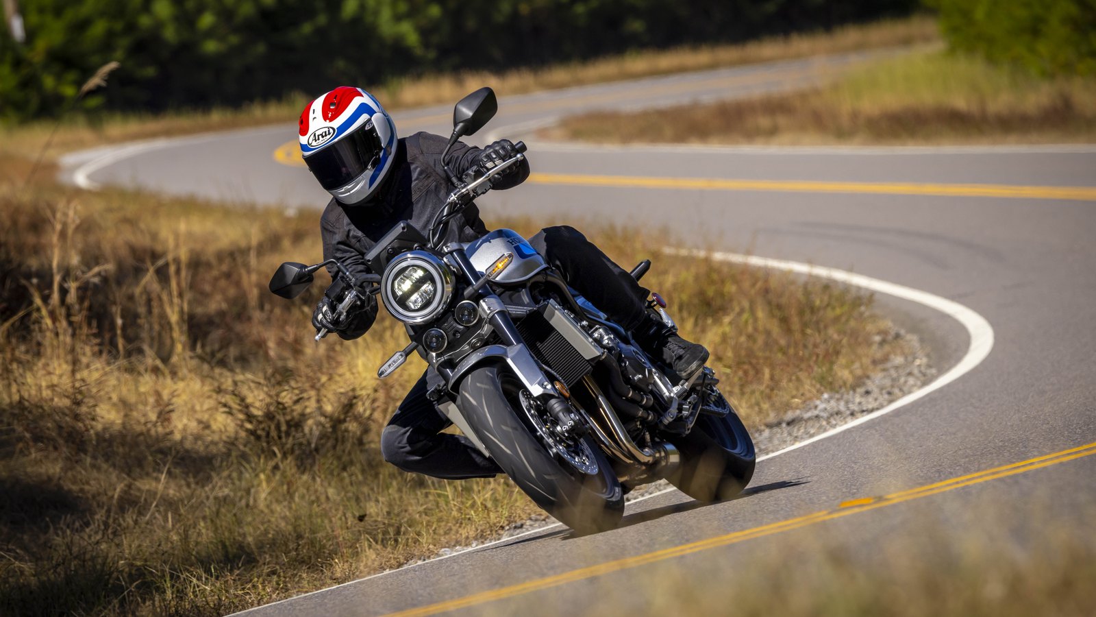 The CB1000F on the Alabama launch ride. Honda fits two different tire brands from the factory.