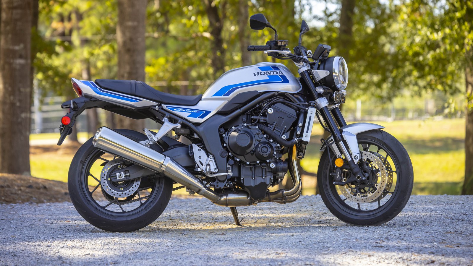 The 2026 Honda CB1000F in Wolf Silver Metallic, the only color offered in the US.