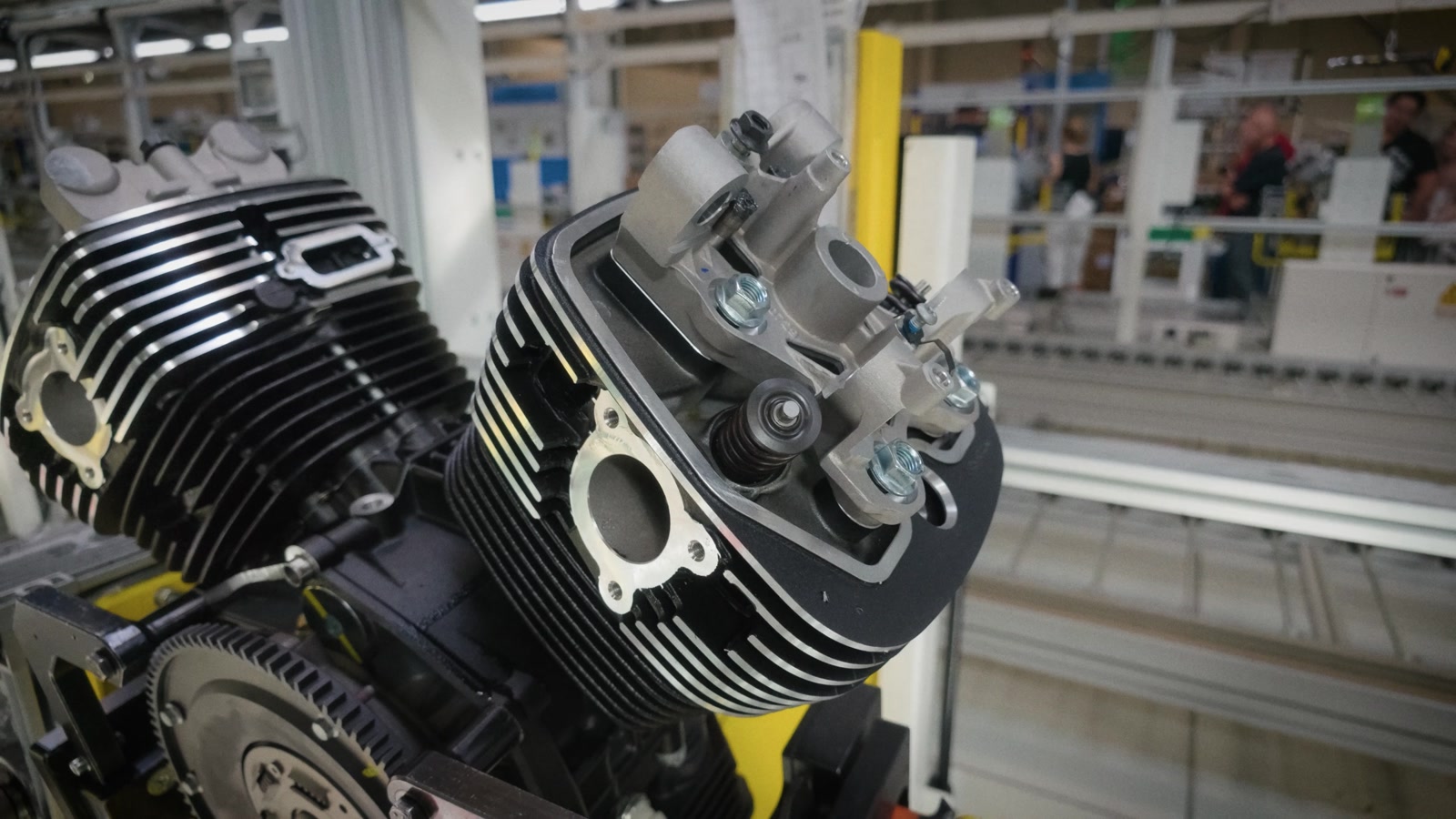 The 853cc transverse V-twin, still with pushrods.