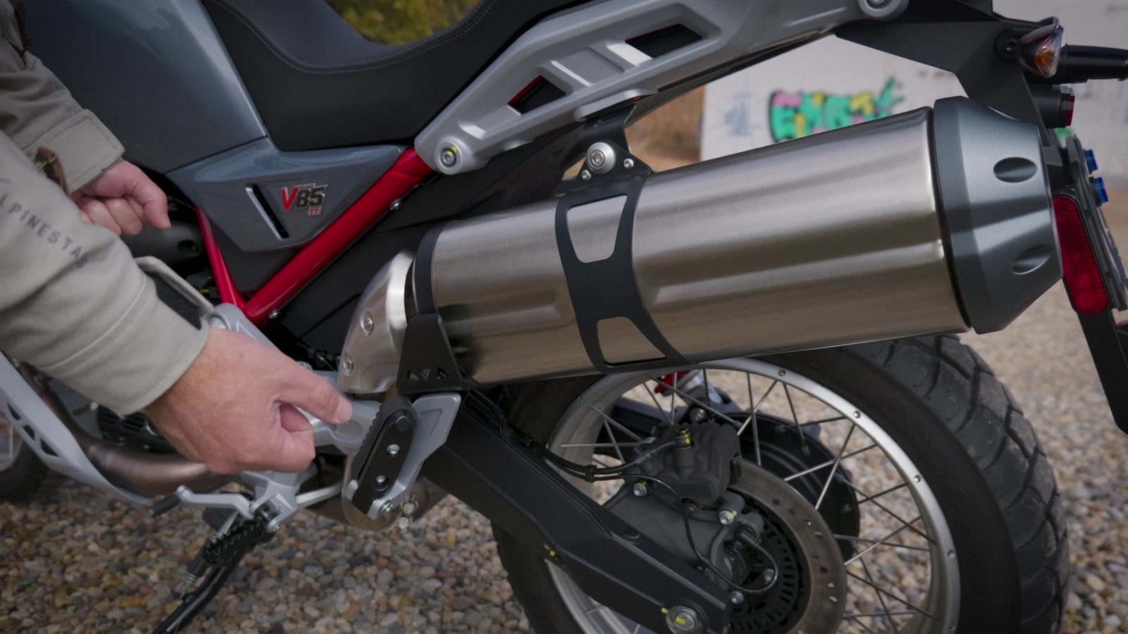 The exhaust exits on the right side.